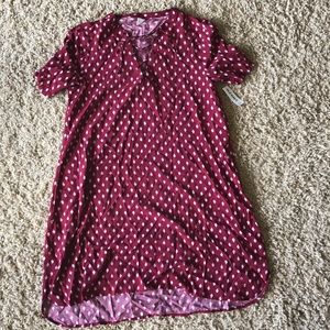 Red dress with white designs